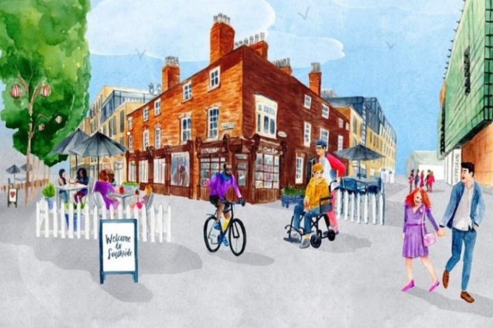 Artist's Impression of a pedestrianised Hurst Street